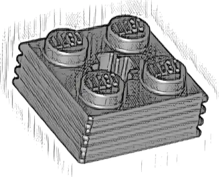 Brick, Modified 2 x 2 x 2/3 Ribbed with Axle Hole