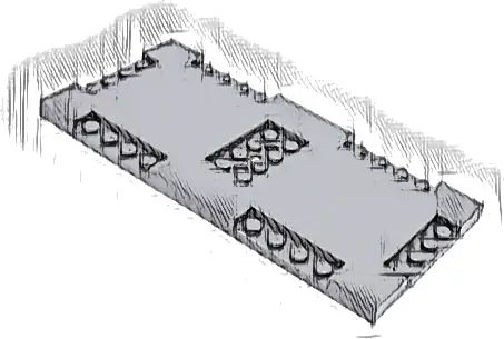 Brick, Modified 8 x 16 x 2/3 with 1 x 4 and 2 x 4 Indentations