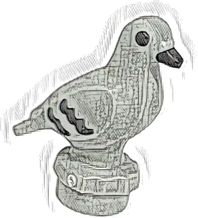 Bird, Pigeon with Molded Black Eyes, Beak and Feathers Pattern