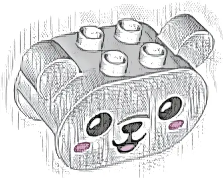 Duplo, Brick 2 x 4 x 2 1/2 Rounded Ends, Ears on Sides with Black Eyes, Nose, and Mouth, and Bright Pink Cheeks and Tongue, Polar Bear Head Pattern