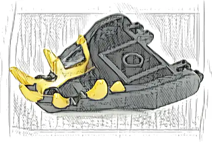 Dragon Head (Ninjago) Jaw with 2 Bar Handles on Back with Molded Gold Teeth Pattern