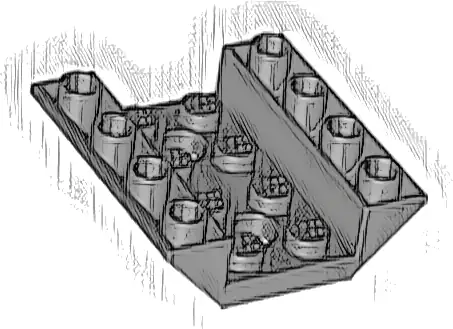 Slope, Inverted 45 4 x 4 Double with 2 Holes