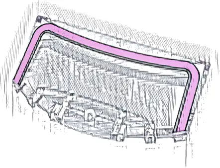 Windscreen 3 x 6 x 1 1/3 Curved with Dark Pink and Light Bluish Gray Windshield Frame Pattern