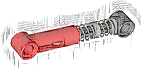 Technic, Shock Absorber 6.5L with Black Piston Rod - Hard Spring, Tight Coils in Middle
