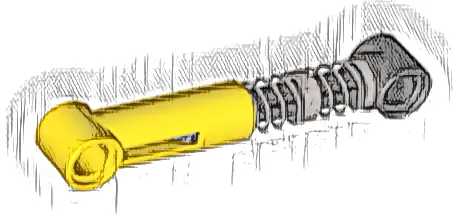 Technic, Shock Absorber 6.5L with Black Piston Rod - Hard Spring, Tight Coils in Middle