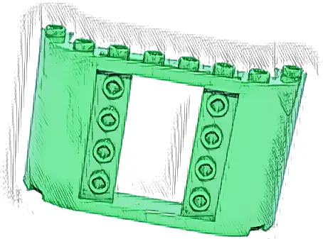Panel 2 x 8 x 4 with 2 x 3 1/3 Cutout with 4 Studs on Each Side