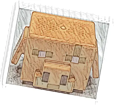 Minifigure, Head, Modified Cube with Ear Flaps and Minecraft Piglin Brute Face with Scar Pattern