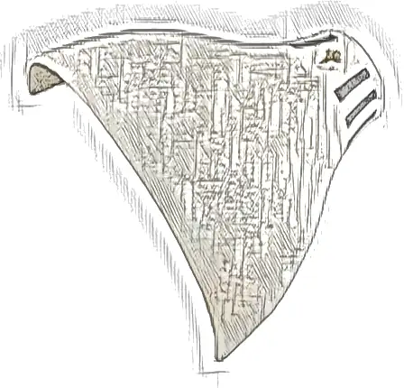 Panel 11 x 5.5 x 10 Tapered Half Cylinder with Axle Hole with 6 Light Bluish Gray Stripes Pattern