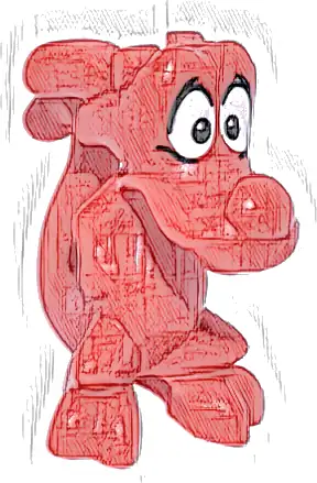 Dragon, Chinese, Sitting with Black and White Eyes Pattern (Disney Mushu)