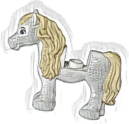 Horse, Friends Style, Pony with 1 x 1 Cutout with Molded Tan Mane and Tail and Printed Sand Blue Eyes and Black Eyebrows Pattern