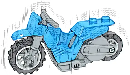 Stuntz Flywheel Motorcycle Dirt Bike with Dark Bluish Gray Frame, Light Bluish Gray Wheels, and Dark Bluish Gray Handlebars