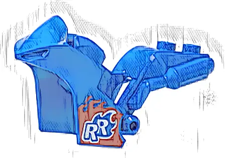 Motorcycle Fairing, Stuntz Sport Bike Tapered Front with White 'RR' on Red and Blue Flames Pattern