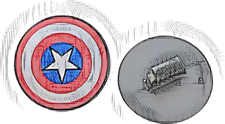 Minifigure, Shield Circular Convex Face with Red and White Concentric Rings, Star in Blue Circle Pattern (Captain America)