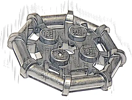 Plate, Modified 2 x 2 with Bar Frame Octagonal, Reinforced, Completely Round Studs