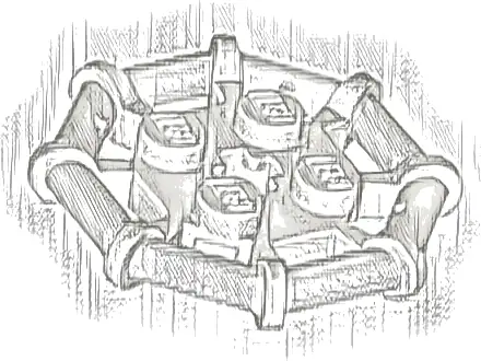 Plate, Modified 2 x 2 with Bar Frame Octagonal, Reinforced, Completely Round Studs
