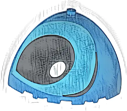Brick, Round Corner 5 x 5 x 3 1/3 Dome Top with Medium Azure Eye, Black Eyebrow and Pupil and White Glint Pattern Model Right Side