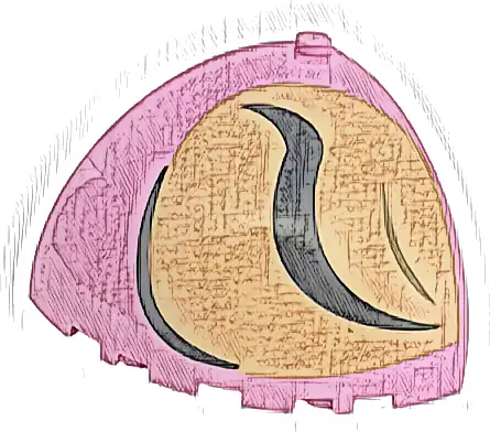 Brick, Round Corner 5 x 5 x 3 1/3 Dome Top with Tan Spot, Black Eyebrow and Eye Closed Pattern Model Left Side