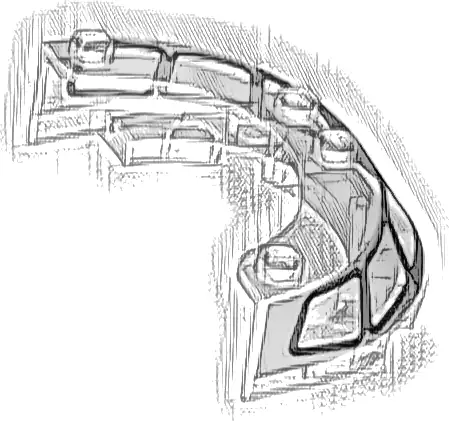 Windscreen 4 x 6 x 1 1/3 Round with Black Window Frame Outline Pattern