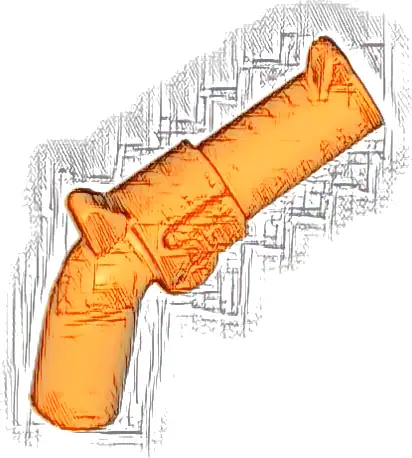 Minifigure, Weapon Gun, Pistol Revolver - Large Barrel and Hollow Handle