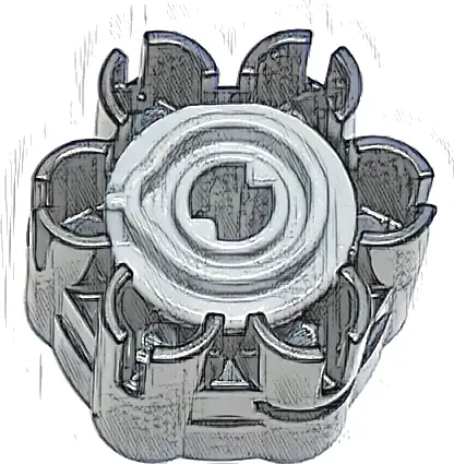 Projectile Launcher Part, Rapid Shooter Six Barrel - Rounded Barrels with Light Bluish Gray Trigger (77257 / 77258)