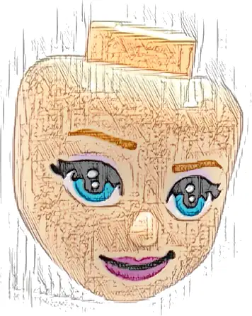 Mini Doll, Head Friends with Medium Nougat Eyebrows, Medium Azure Eyes and Magenta Lips with Smirk Pattern