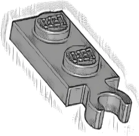 Plate, Modified 1 x 2 with Clip on End (Vertical Grip)