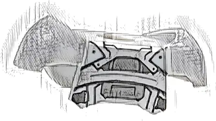 Minifigure Armor Breastplate with Shoulder Pads and 2 Back Studs with Silver and Dark Silver Panels and Black Straps Pattern