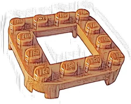 Plate, Modified 4 x 4 with Rounded Corners and 4 Feet with 2 x 2 Open Center