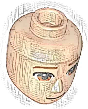 Mini Doll, Head Friends Male with Dark Orange Eyebrows, Reddish Brown Eyes, Closed Grin Pattern