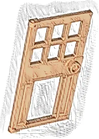 Door 1 x 4 x 6 with 6 Panes, Stud Handle, and Hole for Pet Flap
