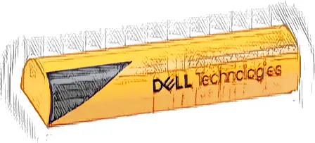 Slope, Curved 1 x 4 x 2/3 Double with Black Triangle and 'DELL Technologies' Pattern Model Left Side
