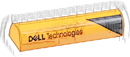 Slope, Curved 1 x 4 x 2/3 Double with Black Triangle and 'DELL Technologies' Pattern Model Right Side