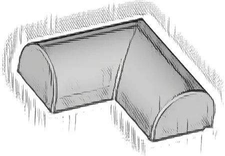 Slope, Curved 2 x 2 x 2/3 Double Corner