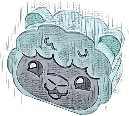 Duplo, Brick 2 x 4 x 3 Scalloped, Ears on Sides with Light Bluish Gray Face, Black Eyes, Open Mouth Smile, and Nostrils, Sheep / Lamb Head Pattern