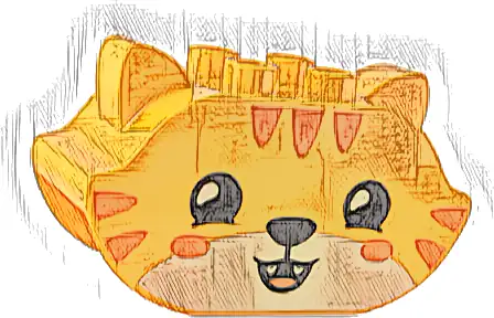 Duplo, Brick 2 x 5 x 2 1/2 Pointed Ends, Ears on Sides with Black Eyes and Nose, White Face, Orange Stripes, and Open Eyes / Closed Eyes Pattern