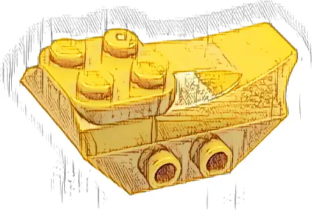 Slope, Curved 4 x 2 with 4 Studs on Top, 2 Hollow Studs on Each Side, Wing End