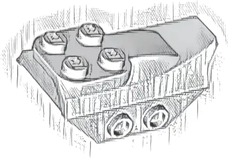 Slope, Curved 4 x 2 with 4 Studs on Top, 2 Hollow Studs on Each Side, Wing End