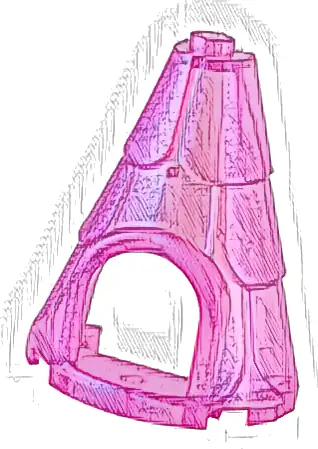 Tower Roof 2 x 4 x 4 Half Cone Shaped with Roof Tiles and Window