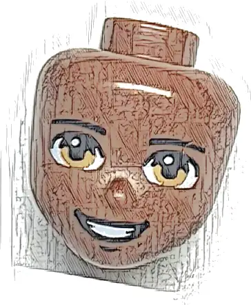 Mini Doll, Head Friends with Dark Tan Eyes, Black Eyebrows and Open Mouth Smile Pattern