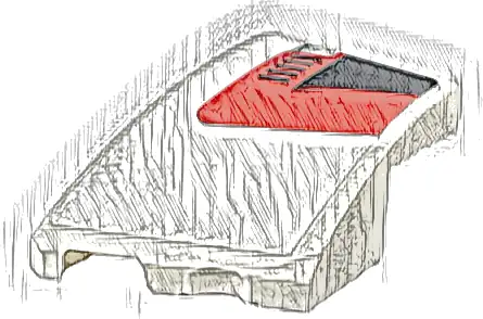 Wedge 3 x 2 Left No Studs with Black Corner and Air Vent on Red Background Pattern (Sticker) - Set 76916