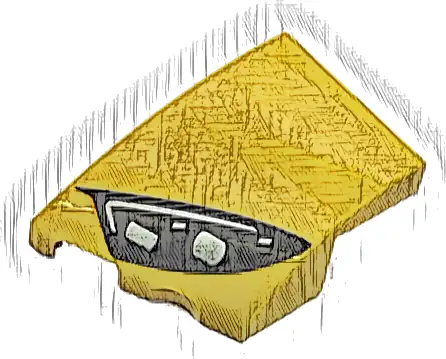 Wedge 3 x 2 Left No Studs with Black Mercedes-AMG Car Headlight, White Stripes and 2 Silver Bulbs Pattern