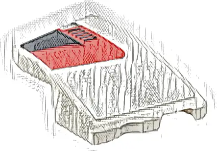 Wedge 3 x 2 Right No Studs with Black Corner and Air Vent on Red Background Pattern (Sticker) - Set 76916