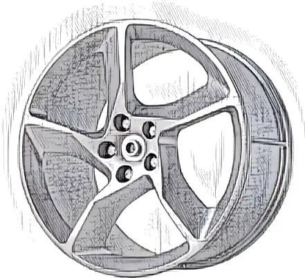 Wheel 75mm D. x 41mm Technic Racing Large #1 Model Left Side (Spokes Slanted Left)