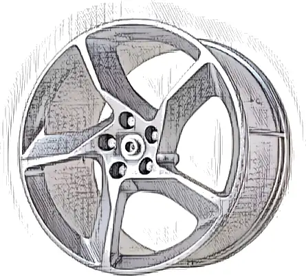 Wheel 75mm D. x 41mm Technic Racing Large #2 Model Right Side (Spokes Slanted Right)