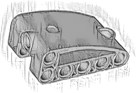 Technic, Panel Curved 2 x 5 x 3 Double Modified L-Shape Quarter Ellipse Thick 