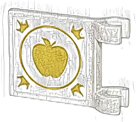 Flag 2 x 2 Square with Flared Edge with Gold Apple, Circle, and Crowns Pattern on Both Sides (Stickers) - Set 43205