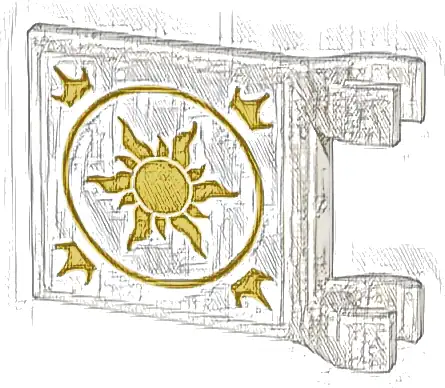 Flag 2 x 2 Square with Flared Edge with Gold Glowing Sun, Circle, and Crowns Pattern on Both Sides (Stickers) - Set 43205