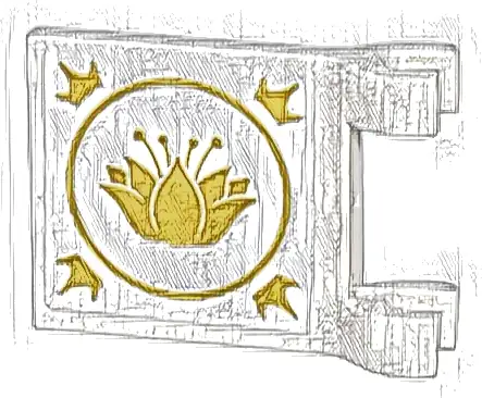 Flag 2 x 2 Square with Flared Edge with Gold Lotus Flower, Circle, and Crowns Pattern on Both Sides (Stickers) - Set 43205