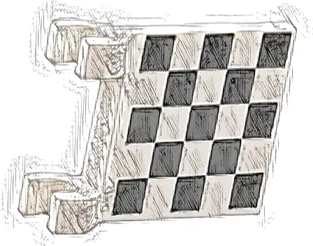 Flag 2 x 2 Square with Flared Edge with Checkered Pattern on Both Sides, Black Corners