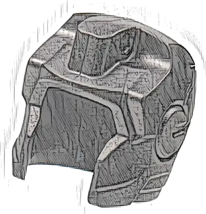 Minifigure, Headgear Helmet Space with Open Face and Large Top Hinge, with Straight Cheeks (Iron Man)